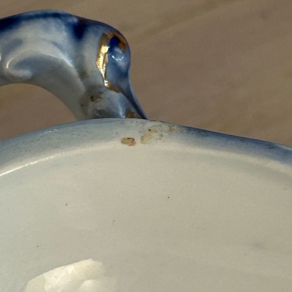 RARE Wood & Sons Antique Flow Blue "Lakewood" Footed Covered Dish 1891-1907 - Picture 10 of 13